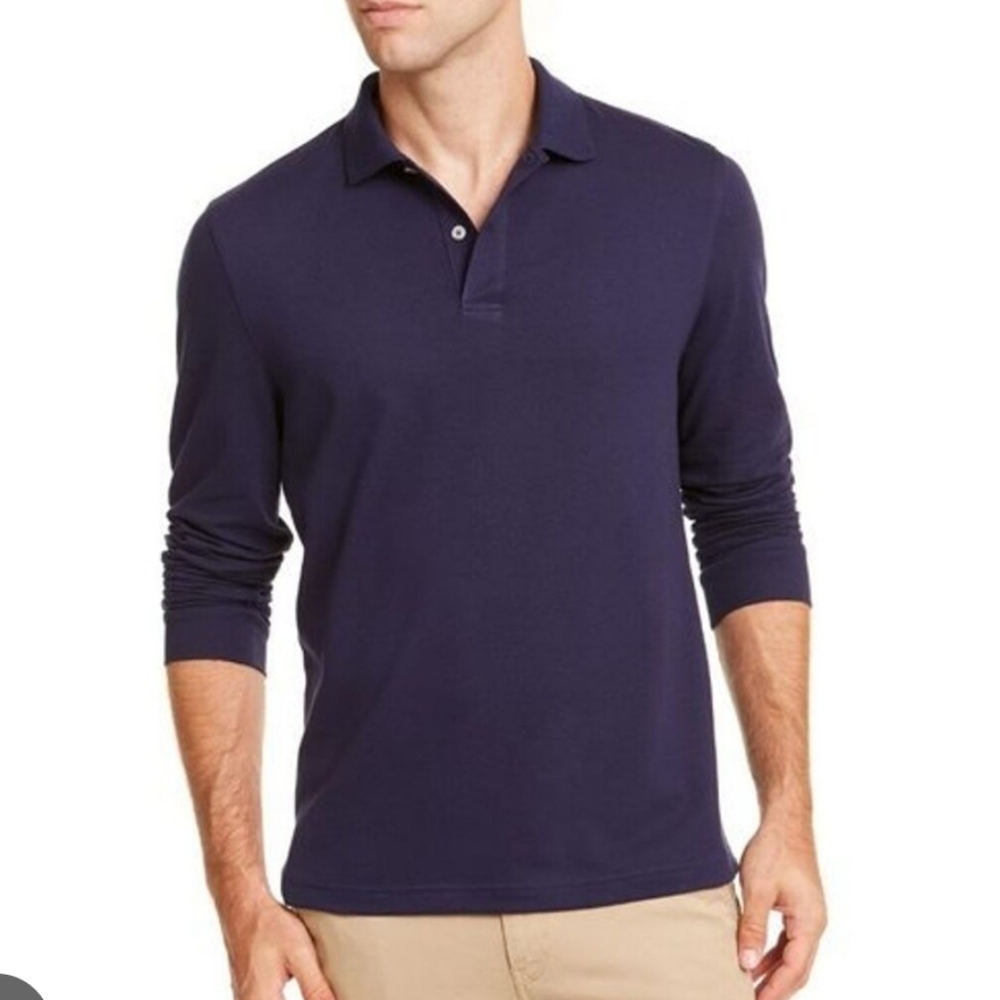 Men's Club Room Navy 3 Button Polo Sweater Size L